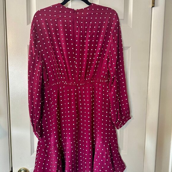 Raspberry & White Polka Dot Dress (US Size 6), NWT - Picture 2 of 4